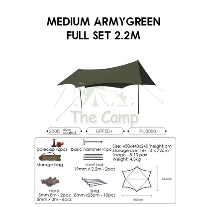 VIDALIDO Monster Tarp Flysheet Silver Coating Black Coated Camping Waterproof Shelter Tent Awning
