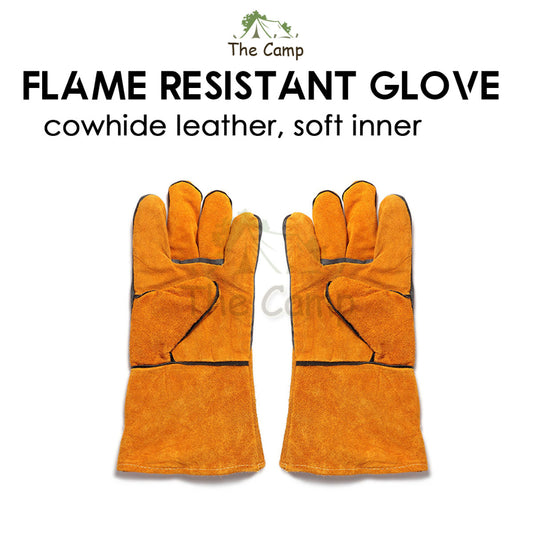 Leather Fire Resistant Glove Flame Retardant Heat Insulation Fireproof Camping BBQ Anti Scald Tent Flysheet Pole Nail