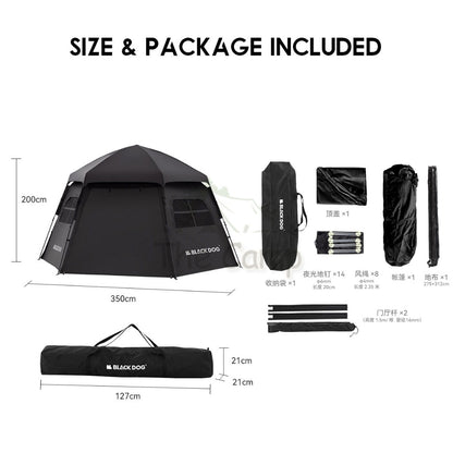 Blackdog Hexagon Automatic Tent Dome Shelter Outdoor Camping Black Hexagonal Tenda Khemah CBD2300QT012