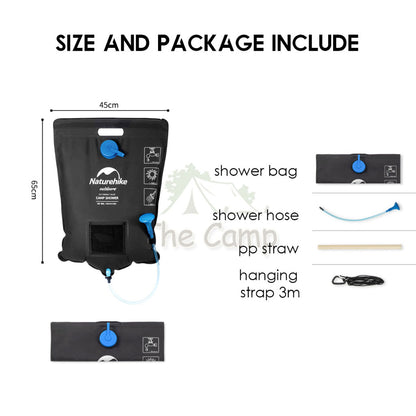Naturehike Solar Heater Shower Bag 20L Camping Outdoor Bath Equipment Head Switchable Heating Hydration Pack NH21SJ032
