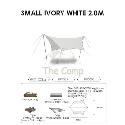 VIDALIDO Butterfly Tarp Flysheet Small Silver Coating Black Coated Camping Waterproof Shelter Tent Awning