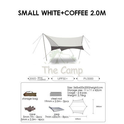VIDALIDO Butterfly Tarp Flysheet Small Silver Coating Black Coated Camping Waterproof Shelter Tent Awning