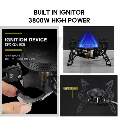 Buerk UFO Foldable Stove Portable Windproof 3800W Transformer Type Spider Tactical Style Black Dapur Khemah