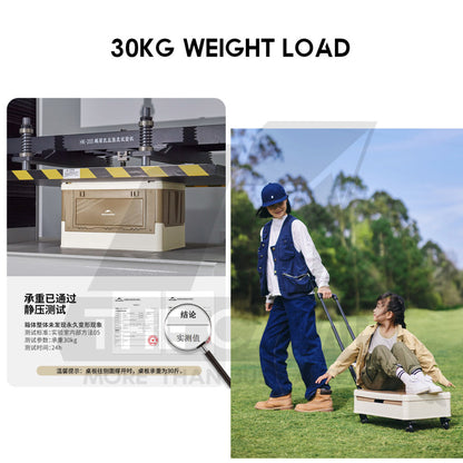 Naturehike 42L Storage Box with Telescopic Pull Handle Table Top Wheel Stackable Outdoor Camping Khaki CNK2450XB012