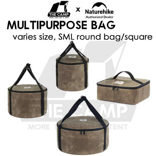 Naturehike Multipurpose Round Storage Bag Canvas Oil Wax Portable Camping Outdoor Flysheet Tarp Nail Peg Table NH20PJ129