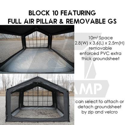 Spark Block 09 10 05 Air Tent Large Space Tactical Style Grey Black Khaki Beige Army Green Inflatable Khemah Angin Coody