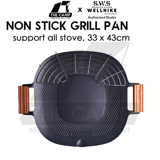 Wellhike SWS Non Stick Grill Pan BBQ Pan Non Stick Coating Coated Outdoor Camping Cooking Stove Bag