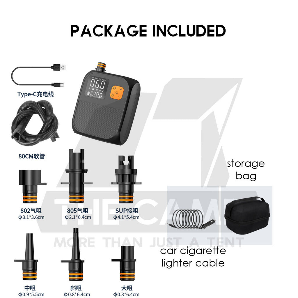Air Pump for Air Tent SUP Board Air Bed 20PSI 8000mah Portable Electric Car Ciggy Plug