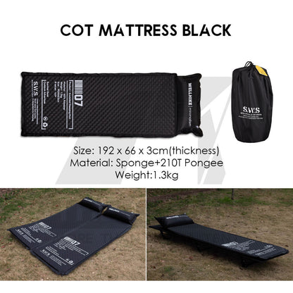 Wellhike SWS Camping Cot Bed Adjustable Height Tactical Stype Foldable Sleeping Mat Outdoor Mattress