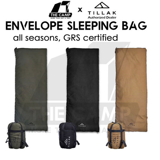 Tillak Envelope Sleeping Bag Lightweight Splashproof Washable Outdoor Camping Bed Comforter Blanket Black Double