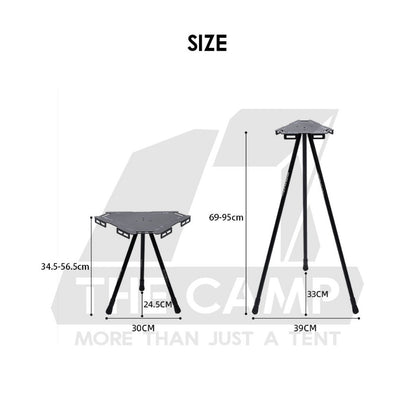 Shinetrip Triangle Stand Side Coffee Table Rack with Bag Mesh Adjustable Height Lamp Pole Outdoor Camping