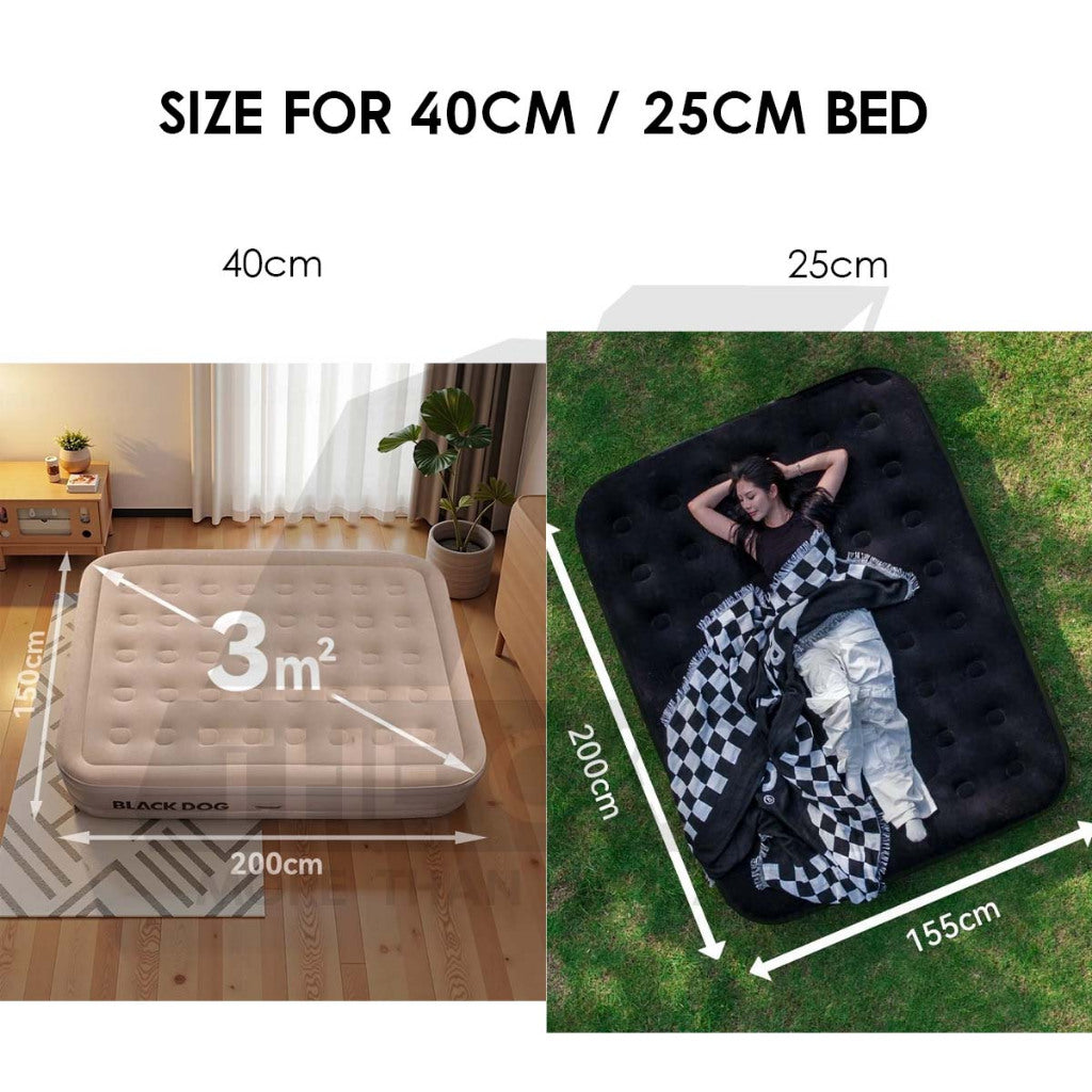 Blackdog Inflatable Air Bed 25cm 40cm Built in Pump Single Double Black Mattress Inflatable CBD2550WS037 CBD2450WS027