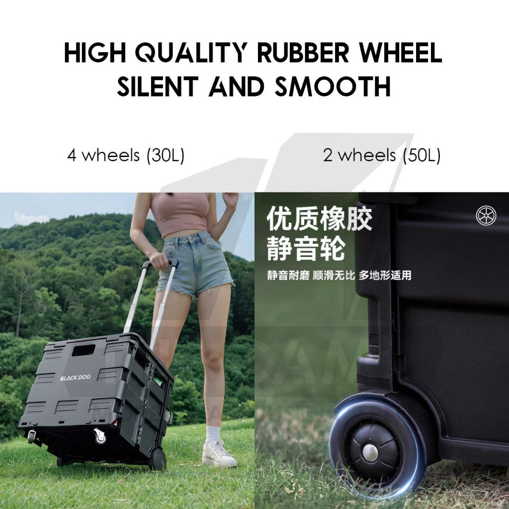 Blackdog 30L / 50L Wheel Storage Box Telescopic Handle Foldable Shopping Cart Camping Wagon Trolley Compact CBD2550XB016