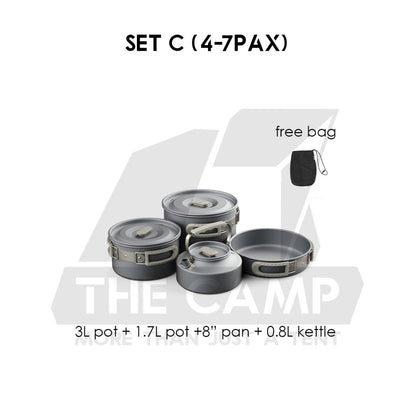 Naturehike Aluminium Cookware Set Cooking Set Pot Set Kettle Pan Pot Camping Outdoor Picnic CNK2450CF010