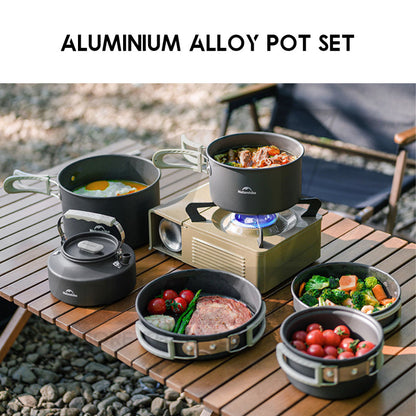 Naturehike Aluminium Cookware Set Cooking Set Pot Set Kettle Pan Pot Camping Outdoor Picnic CNK2450CF010