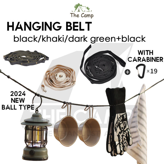 Outdoor Camping Hanging Strap Rope Tent Belt Light Hanger Hanging String Lanyard Hook Carabiner Buckle Black Shinetrip