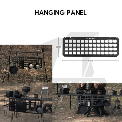 Iron Steel Mesh Camping Rack Table Foldable Portable Stacking Storage Rack Bamboo Wood Top Picnic Outdoor