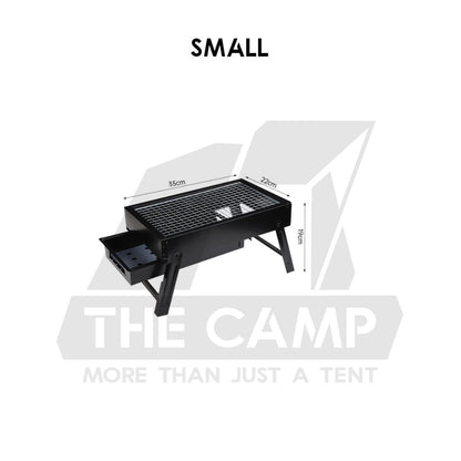 Portable Foldable BBQ Rack Grill Outdoor Camping Charcoal BBQ Stand Black Accessories Brush Skewer Seasoning Bottle