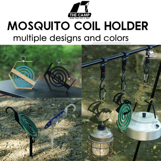 Outdoor Camping Hexagon Mosquito Coil Rack Holder with Hanging Hook Ring Standing Repellent Incense Tent Khaki Black