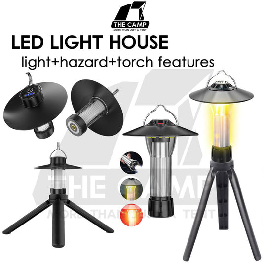 Camping Light House with Tripod Reflector Torch Flashlight Waterproof Rechargeable Multifunctional Blackdog 1913