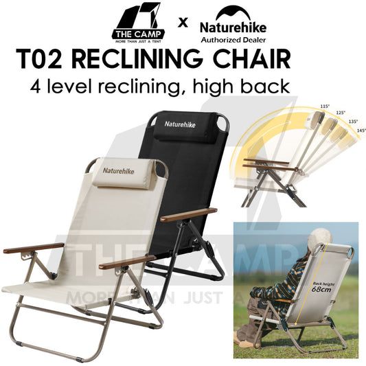 Naturehike T02 Recliner Chair with Arm Rest Portable Adjustable Outdoor Camping Kerusi Healing High Back CNK2550JJ012