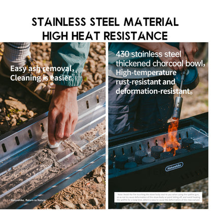 Naturehike Moyan Portable Charcoal BBQ Grill Stand Adjustable Height Stove Outdoor Camping Side Rack Shelf CNK2550CF013