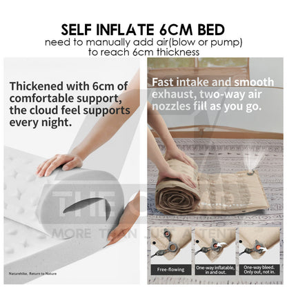 Naturehike Sponge Bed with Pillow Auto Inflate 6cm Joinable Outdoor Camping Mattress Inflatable Pad Tilam CNK2550WS025
