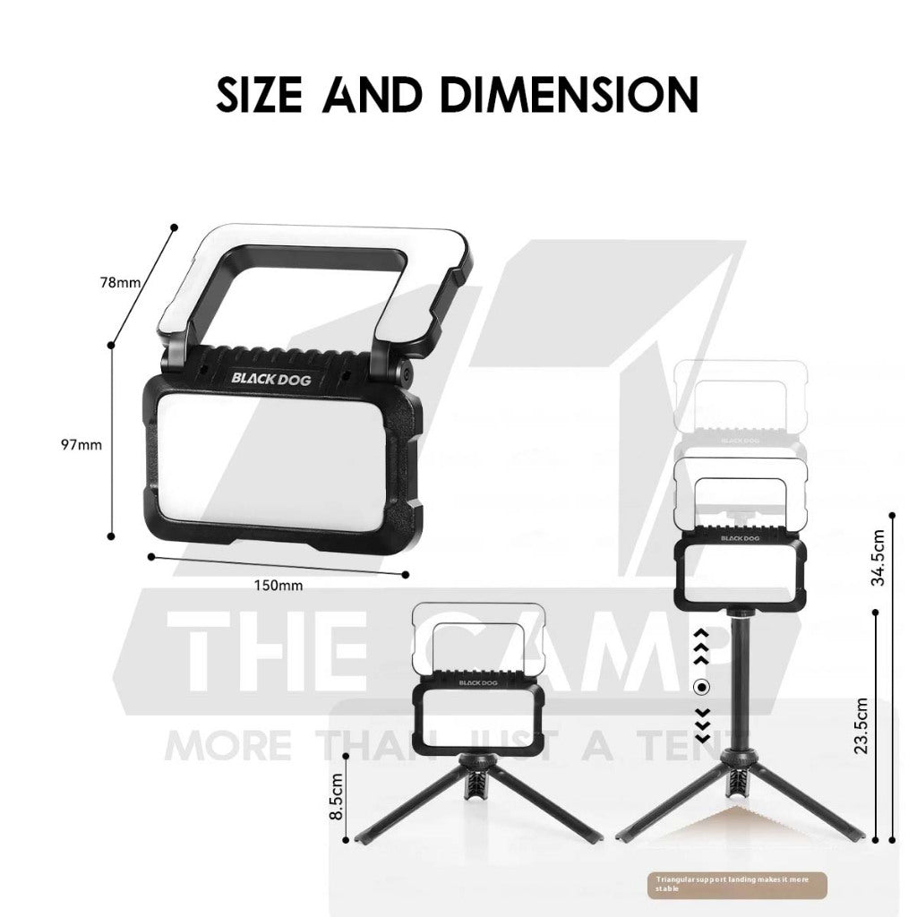 Blackdog Dual Side Foldable Light with Tripod Outdoor Camping Hanging LED Floodlight Latern Lampu CBD2550ZM033