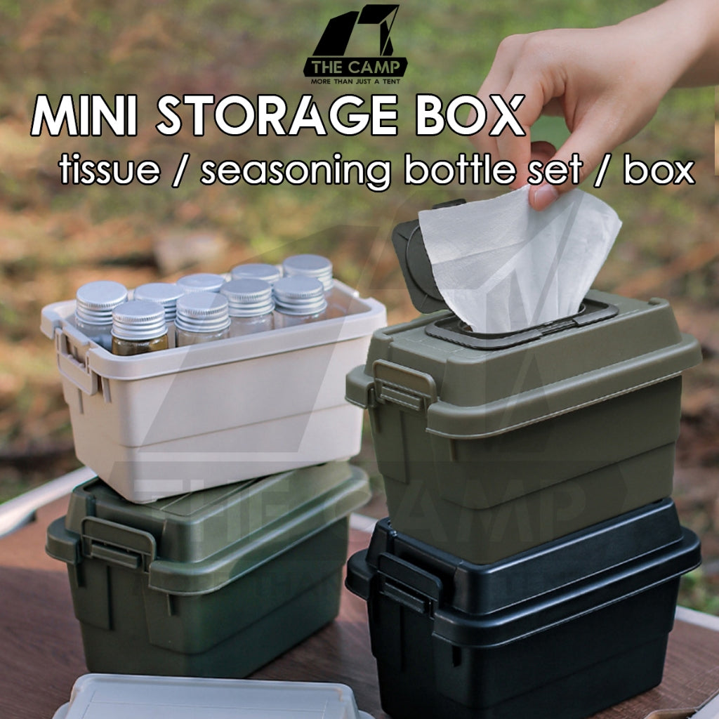 Mini Storage Box For Camping Outdoor Ingredient Tissue Box Condiment Bottle Seasoning Bag Spice Organizer Bekas Botol