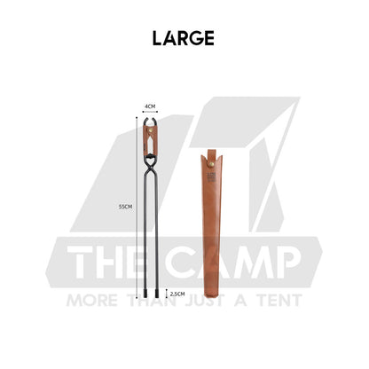 Shinetrip Charcoal Tong Clip Clamp Holder with Leather Pouch Spring Anti Fatique BBQ Firewood Ash Metal Tongs