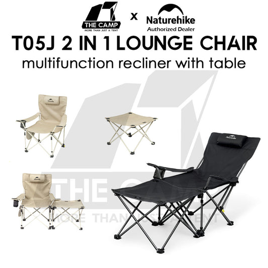 Naturehike Detachable 2 In 1 Lounge Chair T05J Recliner With Table Outdoor Camping Foot Rest Reclining CNK2350JJ011