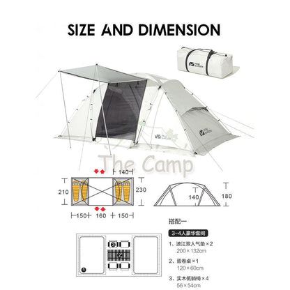 Mobi Garden Shijia SJ4 Tent 1 Hall 2 Room Large 4 People Quick Fast Rainproof Outdoor Camping Nail Pole Chair Naturehike