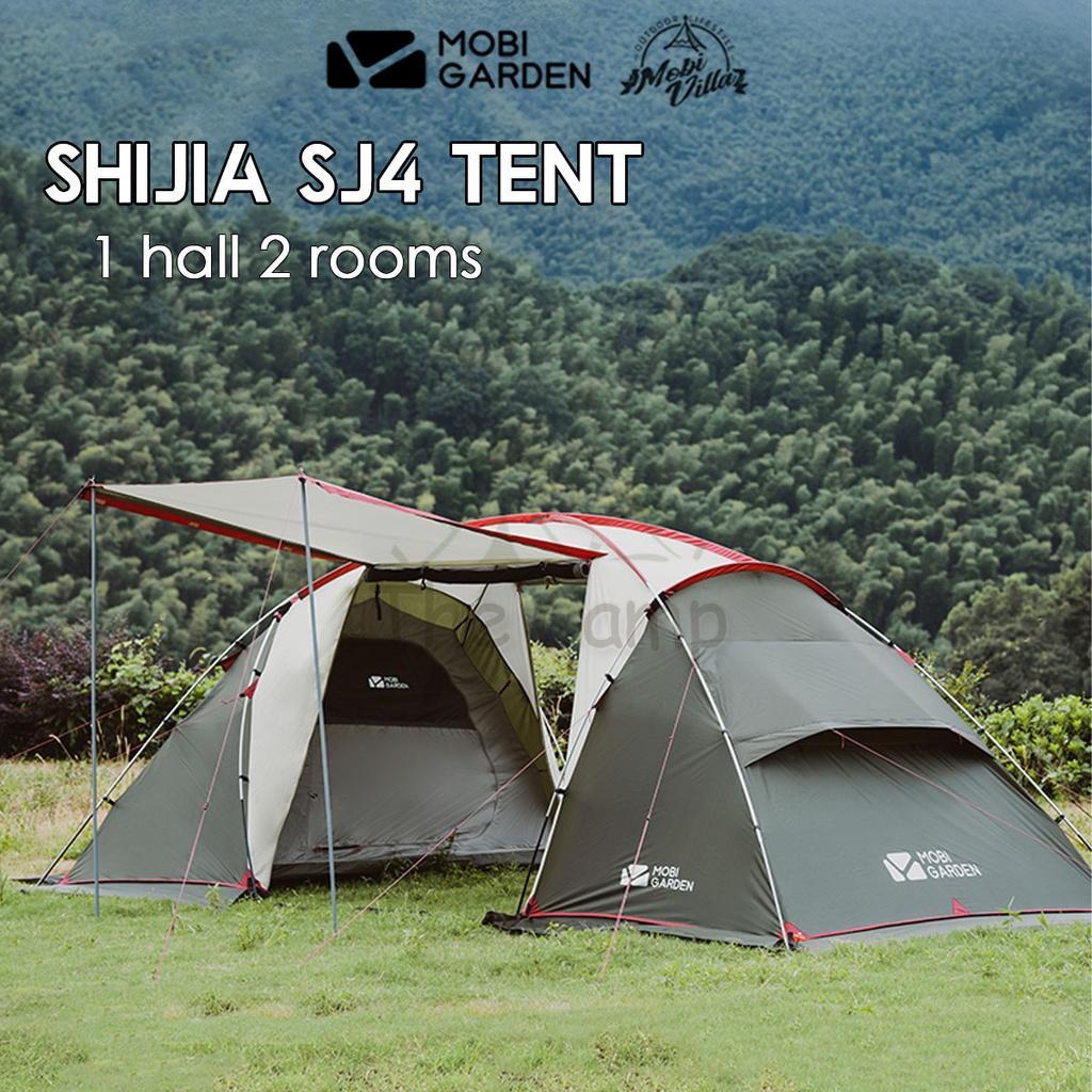 Mobi Garden Shijia SJ4 Tent 1 Hall 2 Room Large 4 People Quick Fast Rainproof Outdoor Camping Nail Pole Chair Naturehike