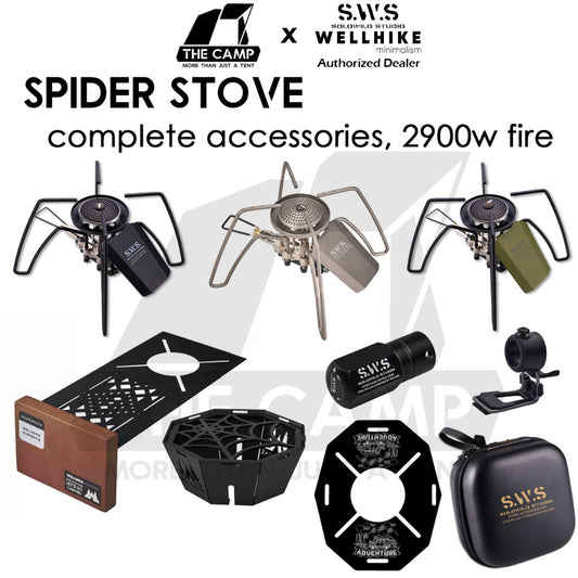 Wellhike SWS Spider Stove with Accessories Black Titanium Windshield Valve Turning Knob Regular Assist Bag Plate Rack
