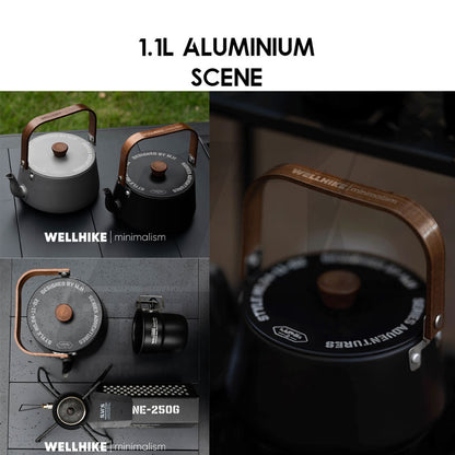 Wellhike SWS Outdoor Kettle 1L / 1.1L Stainless Steel / Aluminium Camping Teapot Coffee Pot Silicon Spout Pourer