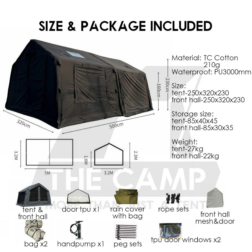 Spark MARS08 Air Tent 8+8m2 Large Space MARS Army Green Camo Black Dark Gray Grey Tactical