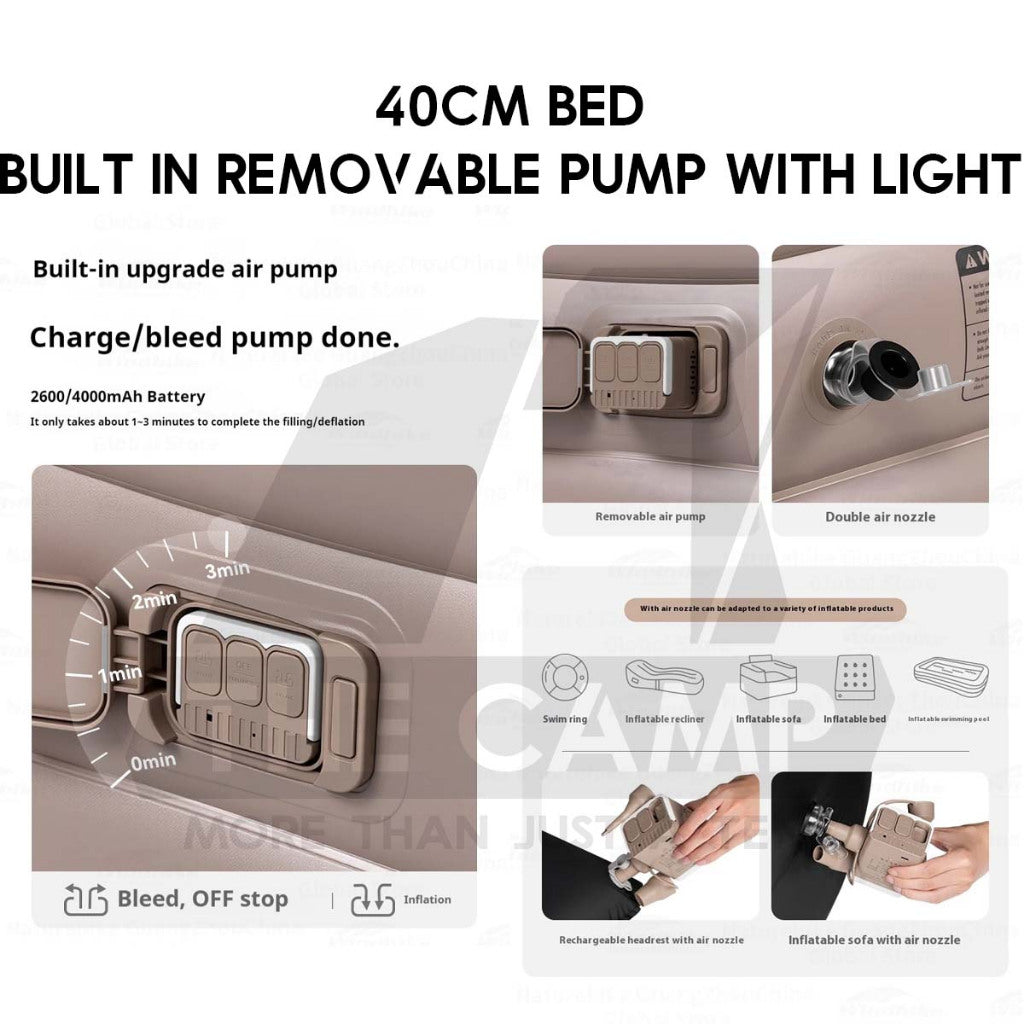 Blackdog Inflatable Air Bed 25cm 40cm Built in Pump Single Double Black Mattress Inflatable CBD2550WS037 CBD2450WS027