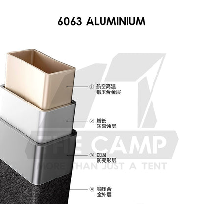 Blackdog Double Layer Aluminium Alloy Folding IGT Table Foldable Black Tent Pole Chair Outdoor Camping CBD2450JJ011