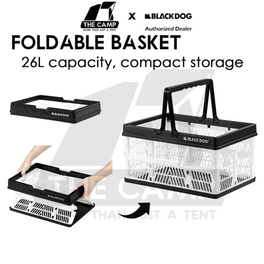 Blackdog Foldable Basket Folding Storage Box Outdoor Camping 26L Large Capacity Portable Compact Size Black CBD2450XB012
