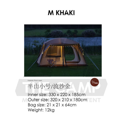 Vidalido Poon Saan Tent Outdoor Camping Two Rooms Three Living Hall Room Manual Tent Black Large & Medium