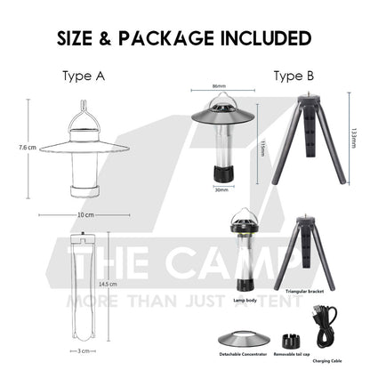 Camping Light House with Tripod Reflector Torch Flashlight Waterproof Rechargeable Multifunctional Blackdog 1913