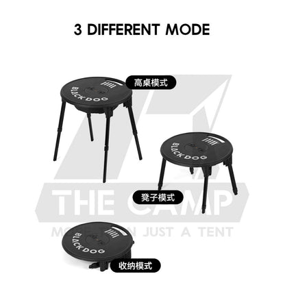 Blackdog Portable Table Stool Round Adjustable Height Heavy Duty with Lamp Pole Meja Hitam CBD2550JJ025