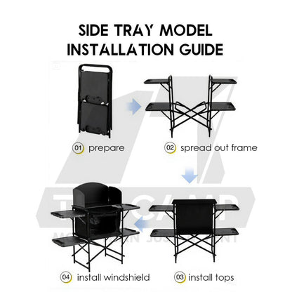 Outdoor Camping Mobile Kitchen Table Portable Folding Kitchen Black Cookware Windshield Mesh Bag Dapur Single/Double