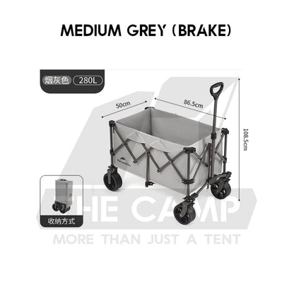 Naturehike JL Wagon Trolley Outdoor Camping Cart with Brake 10cm Thick Wheel 140L 280L 340L Black CNK2450JJ017