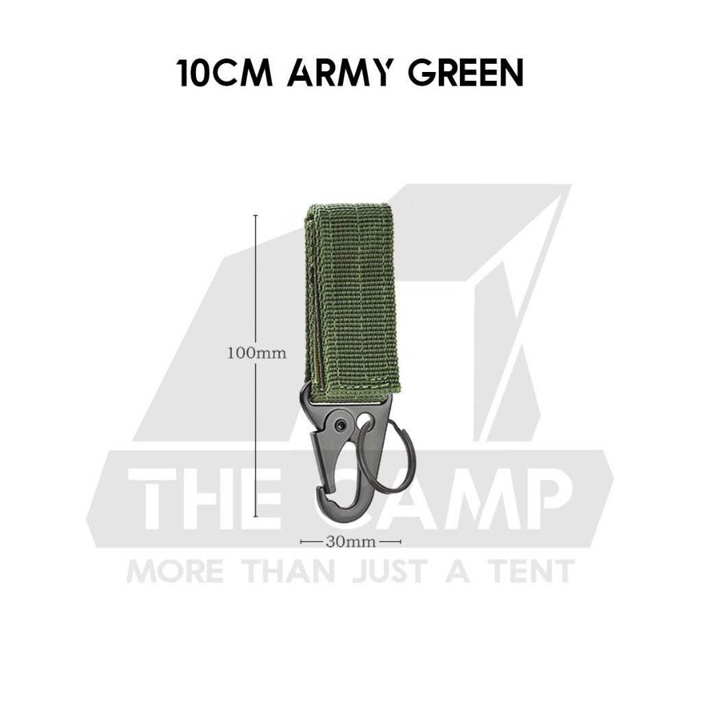 Tactical Keychain Nylon Canvas Men Belt Velcro Outdoor Camping Carabiner Key Hook Black Khaki Army Green