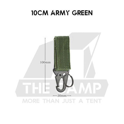 Tactical Keychain Nylon Canvas Men Belt Velcro Outdoor Camping Carabiner Key Hook Black Khaki Army Green