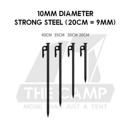 Camping Tent Steel Nail Peg and Pole Holder for Flysheet Tarp 20cm 30cm 35cm 40cm Awning Canopy Support Anchor