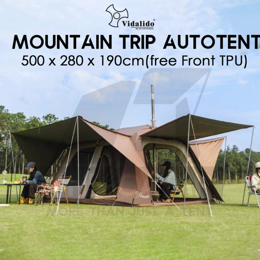 Vidalido Mountain Trip Auto Tent with Front TPU 2 Rooms Multiple Mode Outdoor Camping Poon Saan Cabin Sanstay