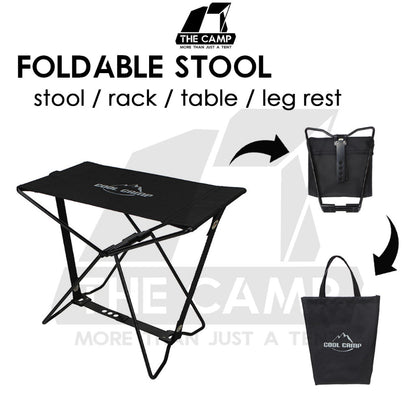 Coolcamp Foldable Stool Multipurpose Folding Rack Table Kermit Moon Chair Leg Rest Compact Size Black