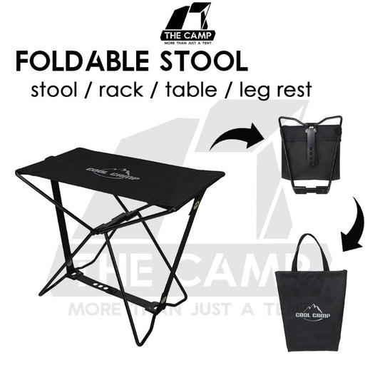 Coolcamp Foldable Stool Multipurpose Folding Rack Table Kermit Moon Chair Leg Rest Compact Size Black